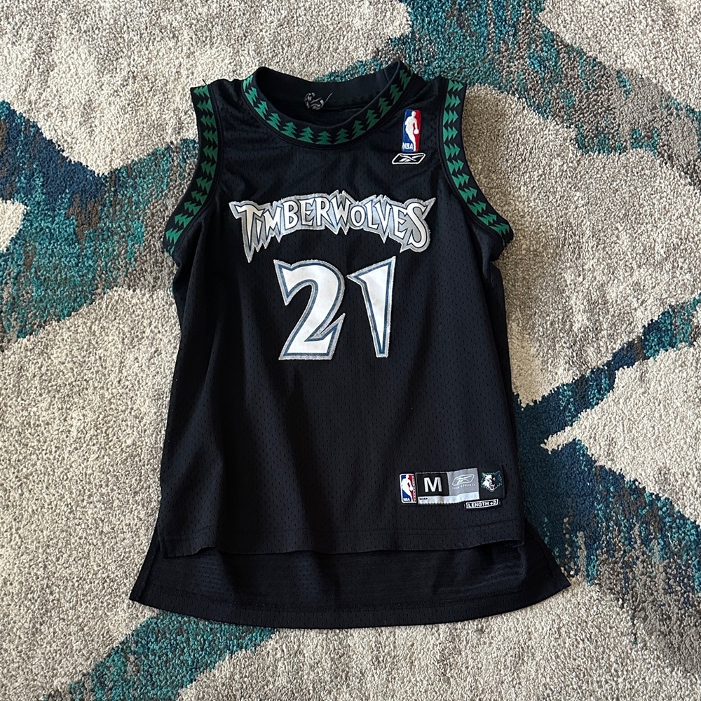 Reebok Timberwolves Kids Black and Green Jersey